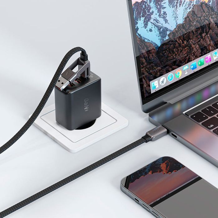 Дата кабель USB-C to USB-C/A 1.2m 3.0A zink alloy C13-04 Black Acefast (6974316282334) изображение 7