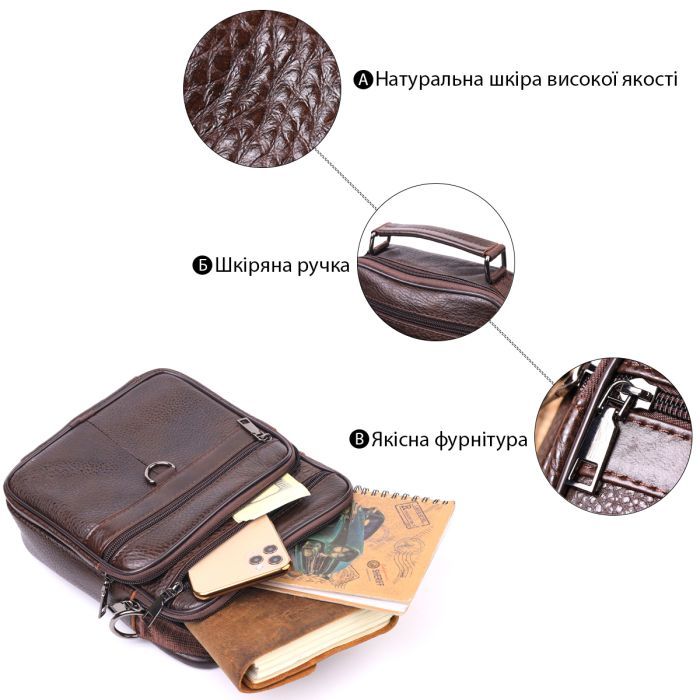 Сумка Vintage Кожаная Коричневая (21272) изображение 4