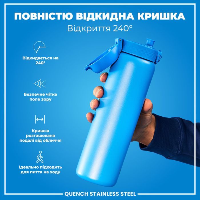 Пляшка для води ION8 OneTouch Stainless Steel 1200 мл Grey (I8SS1000GRY) зображення 3