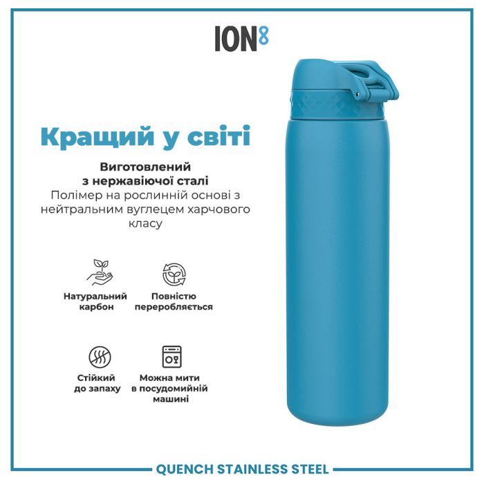Пляшка для води ION8 OneTouch Stainless Steel 1200 мл Grey (I8SS1000GRY) зображення 6