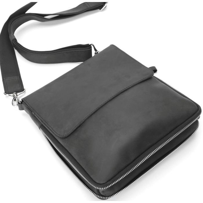 Сумка Shvigel З вінтажної шкіри Чорна (11017) зображення 8