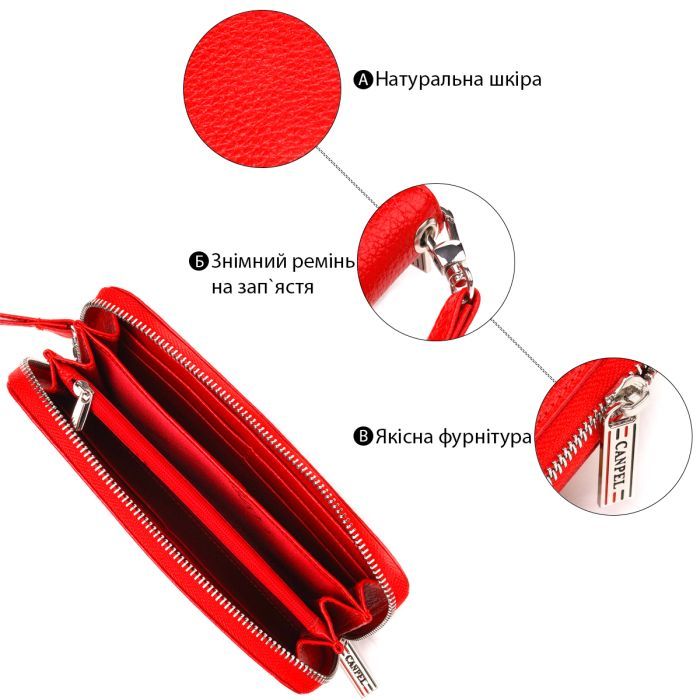 Гаманець Canpellini З натуральної шкіри Червоний (21615) зображення 4