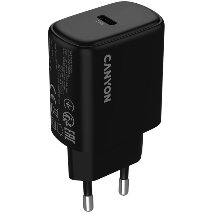 Зарядний пристрій Canyon OnCharge 200 20W 1xPD EU Black (CNE-CHA200-11) зображення 2