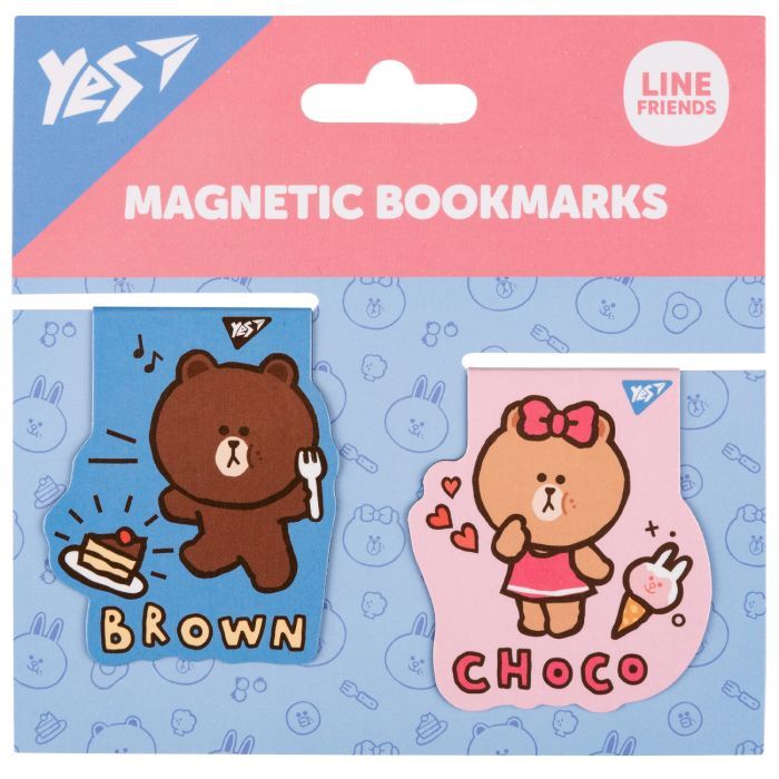 Закладки для книг Yes магнитные Line Friends Brown and Choco, 2шт (708106)