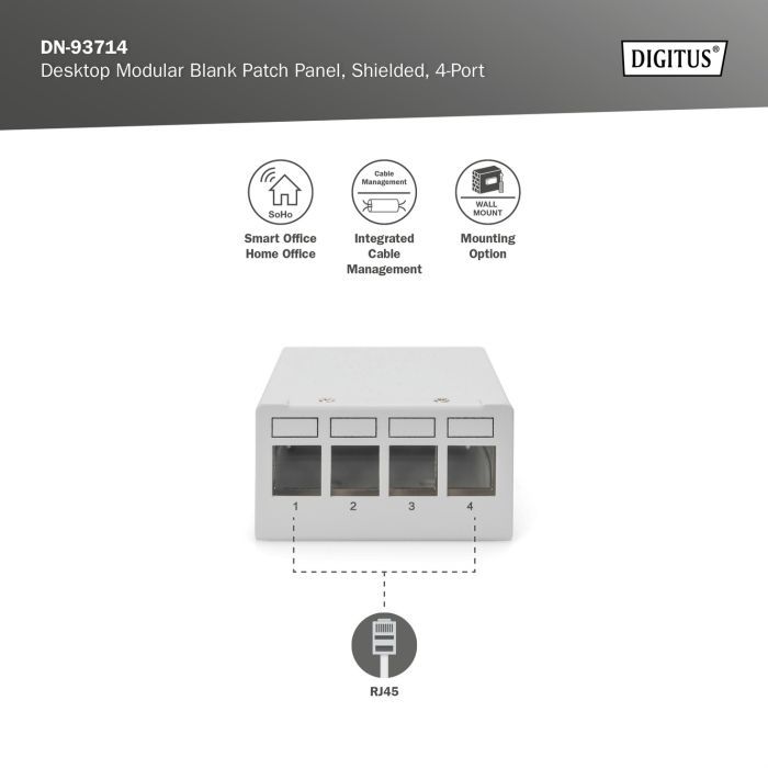 Патч-панель настільна, 4 порти, модульна Digitus (DN-93714) изображение 7