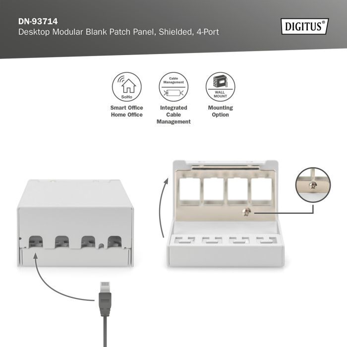 Патч-панель настільна, 4 порти, модульна Digitus (DN-93714) изображение 8