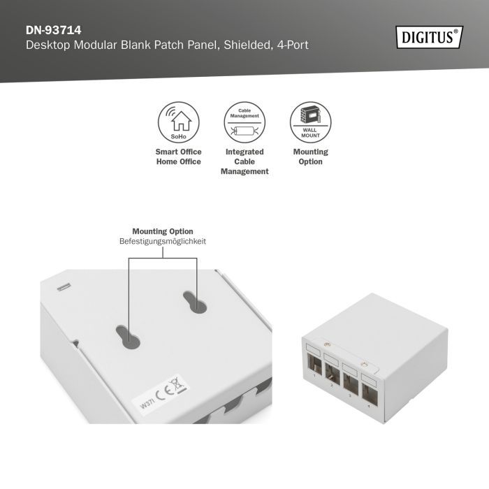 Патч-панель настільна, 4 порти, модульна Digitus (DN-93714) изображение 9