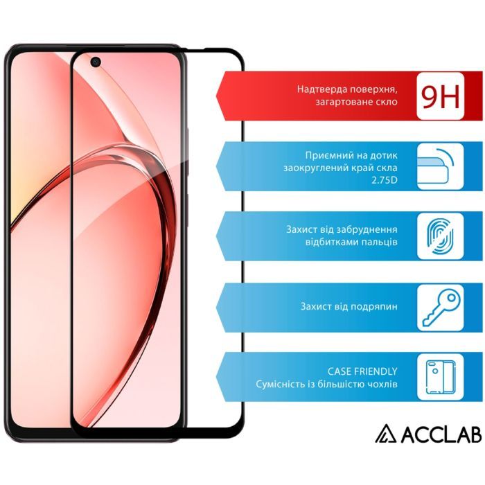 Скло захисне ACCLAB Full Glue Oppo A3x Black (1283126598890) зображення 3
