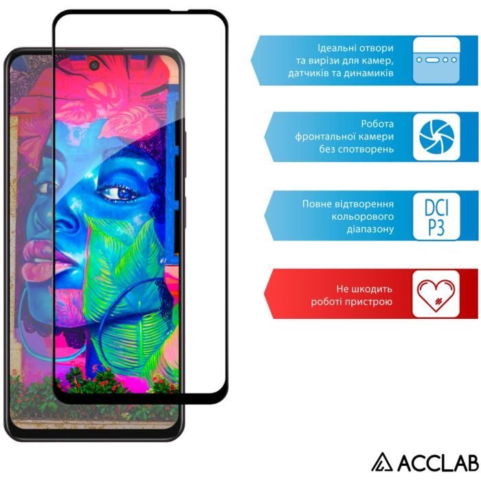 Скло захисне ACCLAB Full Glue Oppo A3x Black (1283126598890) зображення 5