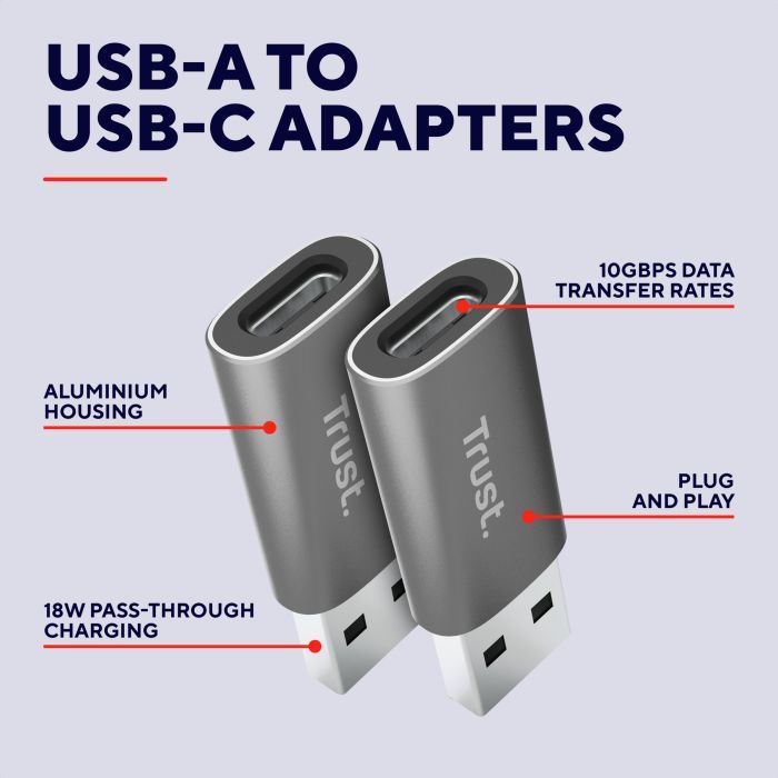 Перехідник USB-C to USB-A 3.2 Adapter 2-Pack Trust (25573_TRUST) зображення 3
