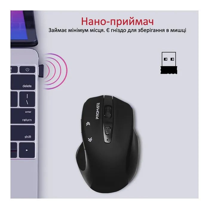 Мышка Promate Cursor Wireless Black (cursor.black) изображение 6
