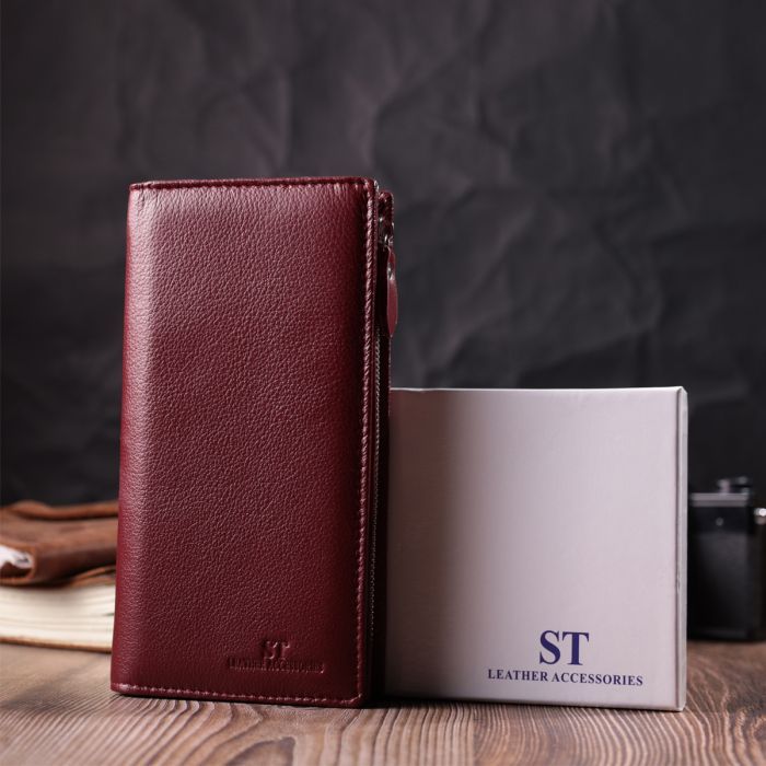 Гаманець ST Leather З натуральної шкіри Бордовий (22534) зображення 11