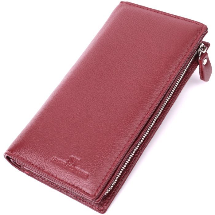 Гаманець ST Leather З натуральної шкіри Бордовий (22534)