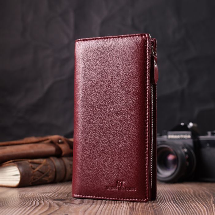 Гаманець ST Leather З натуральної шкіри Бордовий (22534) зображення 9