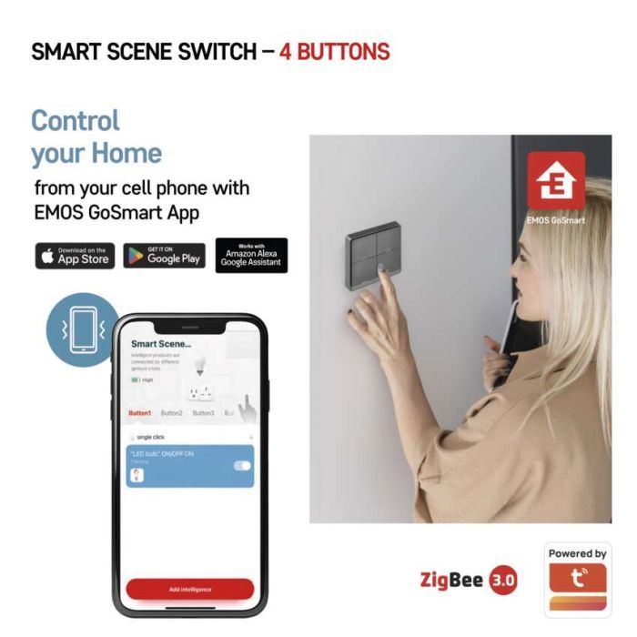 Розумний вимикач EMOS H5016 4 buttons ZigBee 3.0 Black (H5016) зображення 10