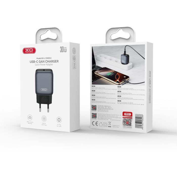 Зарядний пристрій XO USB-C PD30W black (L155_Black) зображення 3