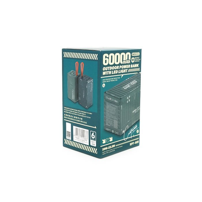 Батарея универсальная Remax 60000mAh, PD/20W, QC/22.5W, Gray (RPP-609G) изображение 4