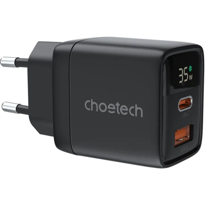 Зарядное устройство Choetech 1xUSB + 1xUSB-C PD35W with display black (PD6052-EU-BK) > цены в Киеве и Украине Зарядное устройство Choetech 1xUSB + 1xUSB-C PD35W with display black (PD6052-EU-BK)