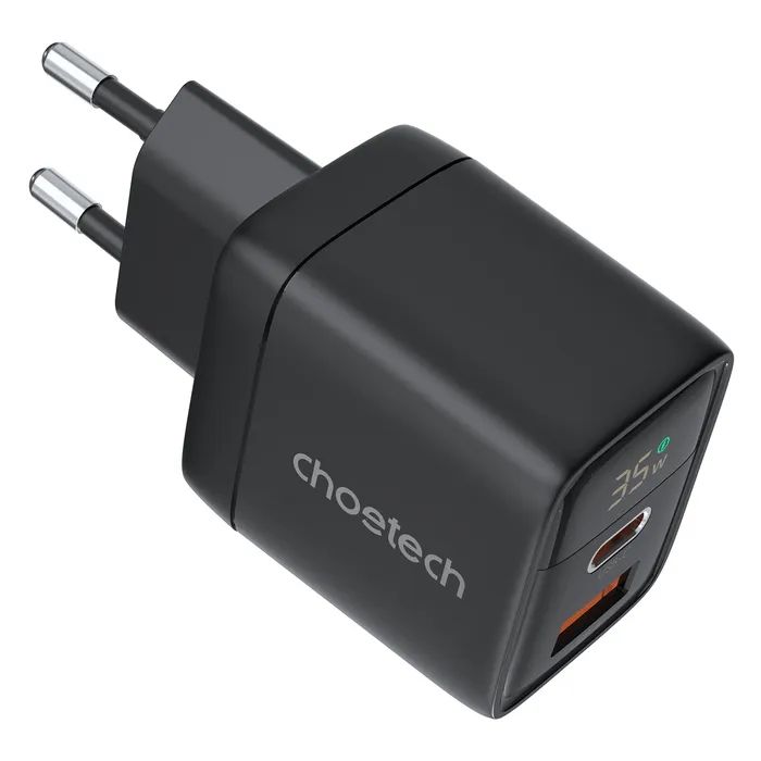 Зарядное устройство Choetech 1xUSB + 1xUSB-C PD35W with display black (PD6052-EU-BK) изображение 2 Зарядное устройство Choetech 1xUSB + 1xUSB-C PD35W with display black (PD6052-EU-BK) изображение 2