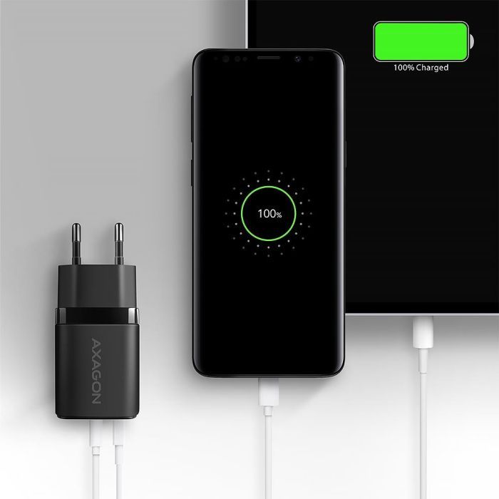 Зарядний пристрій AXAGON 1xUSB QC3.0 + 1xUSB-C PD20W black (ACU-PQ20) зображення 7
