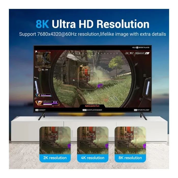 Кабель мультимедійний DisplayPort M to DisplayPort M 1.0m 8K60Hz black Vention (HCCBF) зображення 8