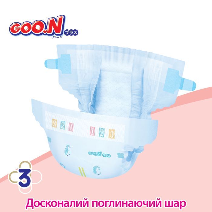 Подгузники GOO.N Plus 4-8 кг Розмір S, на ліпучках 62 шт (21001496) изображение 7