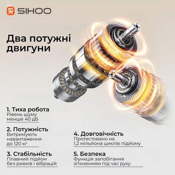 Компьютерный стол Sihoo с электрорегулировкой высоты D07 1.8m Walnut/Black (D07A-101/D07J-101-AB/D07-P) изображение 9