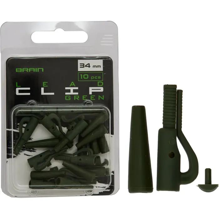 Безопасная клипса Brain Lead Clip With Stopper 34mm Green (10 шт/уп) SGXA-90472 (1858.24.99)