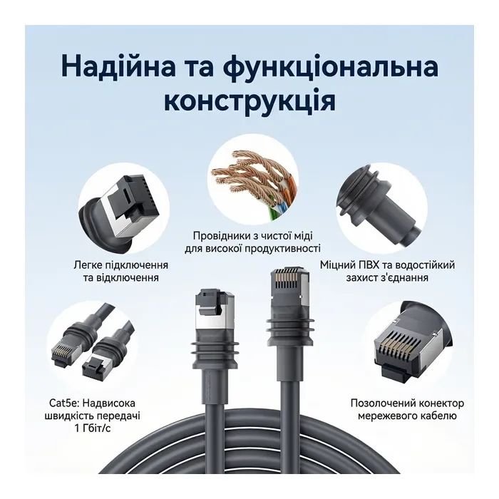 Патч-корд 10м, Starlink Gen 3 gray Vention (IACHL) изображение 2