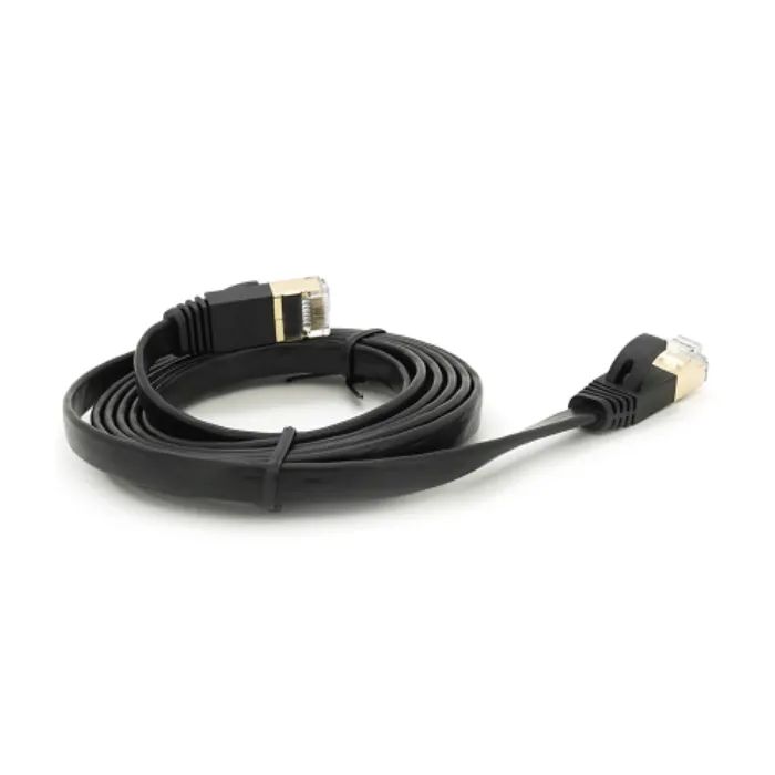 Патч-корд 1.5м UTP cat.7, CU, RJ45, плоский, black Weepda (PCMF-CU7/1.5Bk)