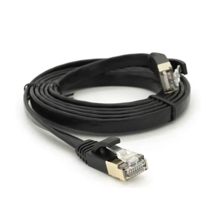 Патч-корд 1.5м UTP cat.7, CU, RJ45, плоский, black Weepda (PCMF-CU7/1.5Bk) изображение 2