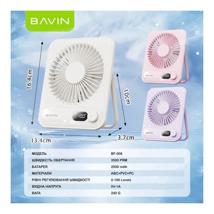Вентилятор BAVIN BF-006 Ultra-Thin FUN 3500RPM Pink (BF-006 PK) изображение 9