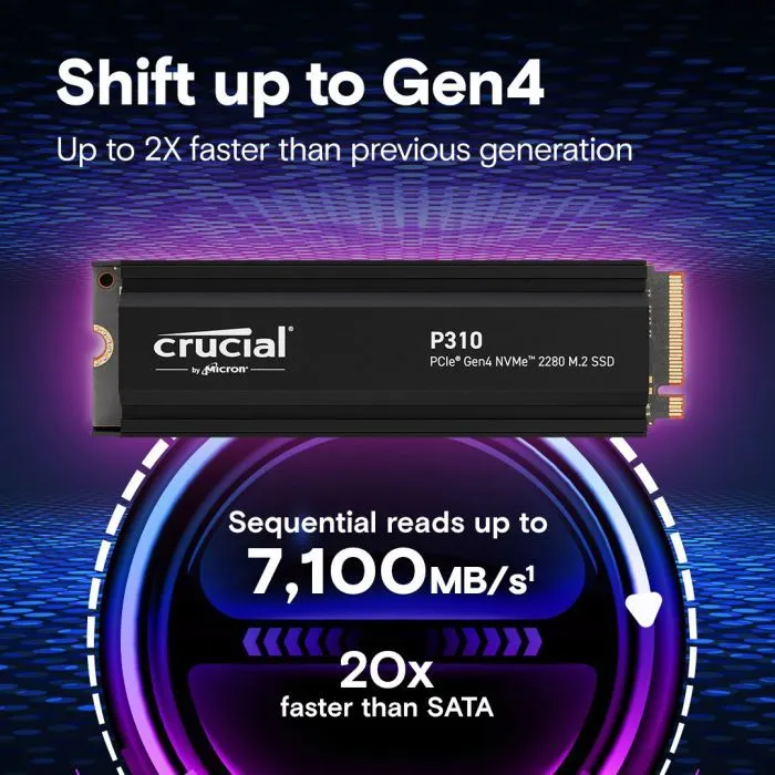Накопитель SSD M.2 2280 4TB P310 with heatsink Micron (CT4000P310SSD5) изображение 3