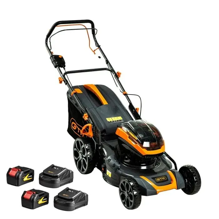 Газонокосарка GTM акумуляторна, 2×18V, 48см, самохідна, 2×4Ah, ЗП (BLM48H-SP_KIT)