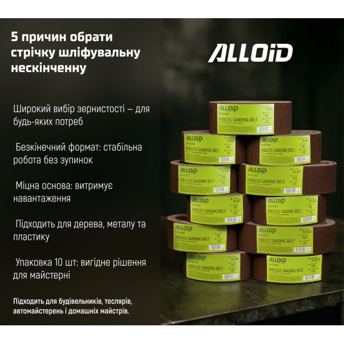 Наждачная бумага Alloid шлифовальная лента, 75х533мм, зерно 40, 10шт. (SB-533040) изображение 7