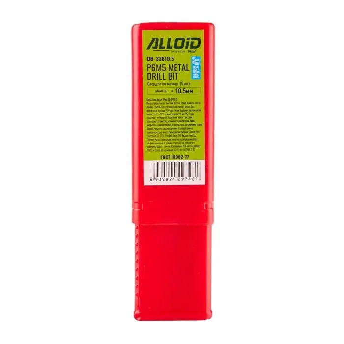 Сверло Alloid по металлу, 10.5мм, DIN338 (DB-33810.5) изображение 3