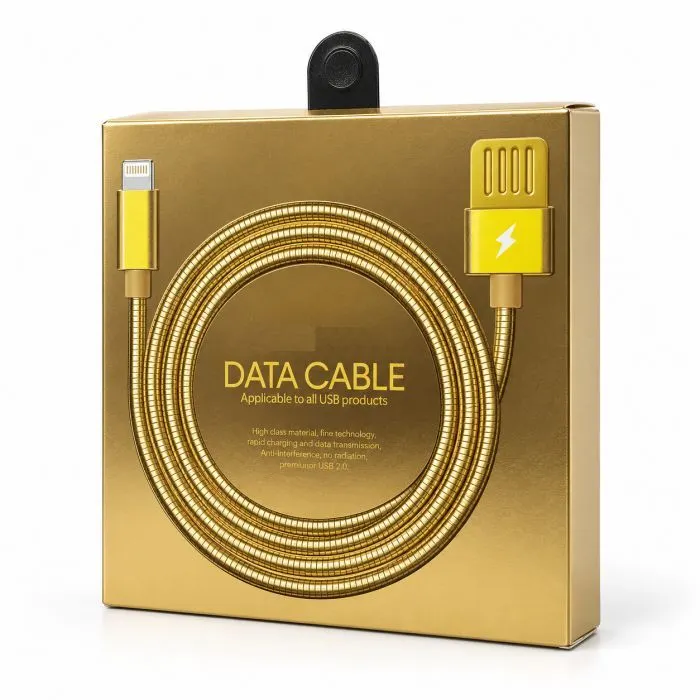Дата кабель USB 2.0 AM to Lightning 1.0m 2.4A metal gold XoKo (XK-CTL-001-GD) зображення 3