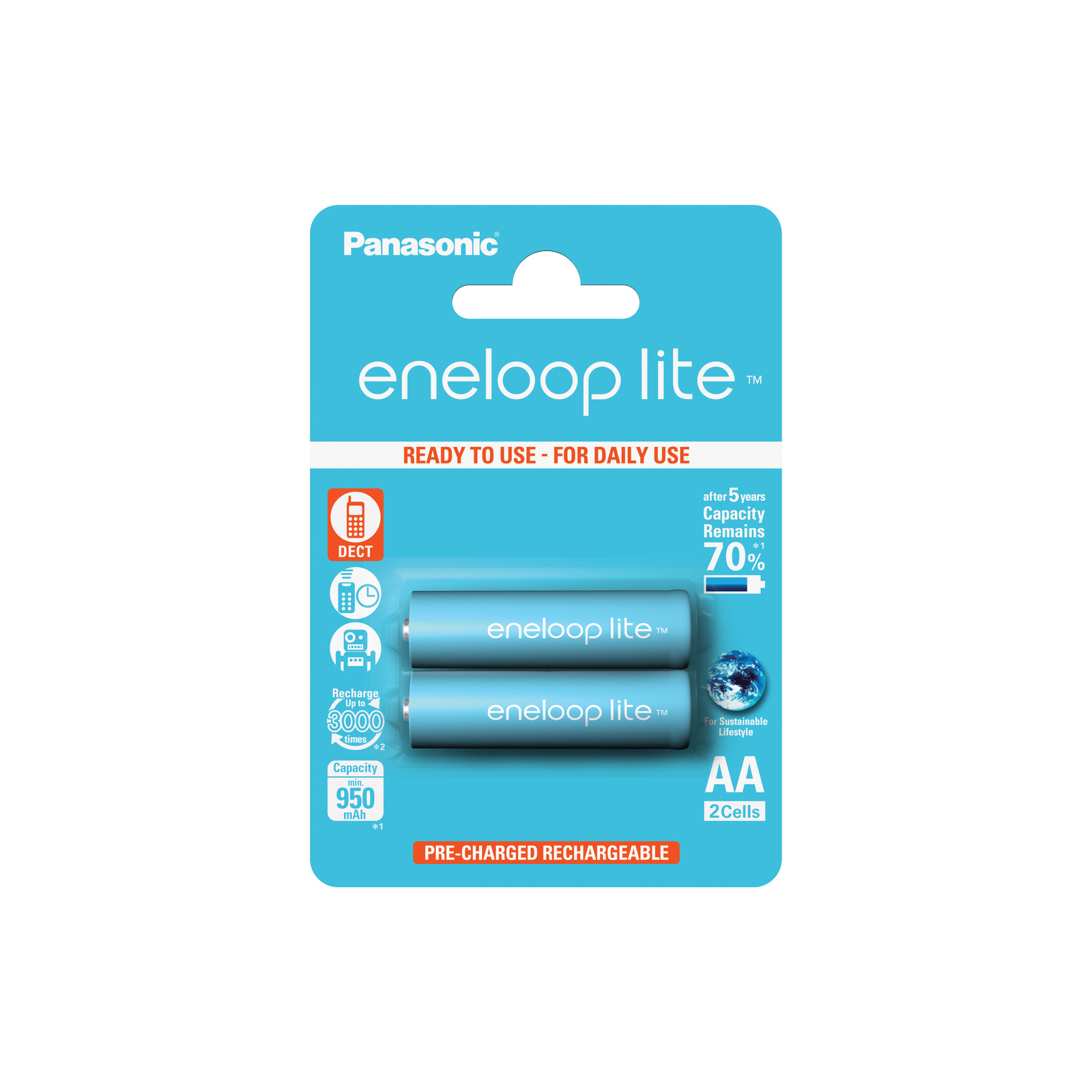 Аккумулятор Panasonic Eneloop Lite AA 950mAh NI-MH * 2 (BK-3LCCE/2BE)