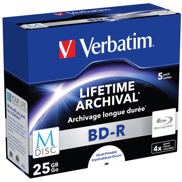 Диск BD Verbatim 25Gb 4x Jewel Case 5шт M-Disc Archival Media (43823) изображение 2