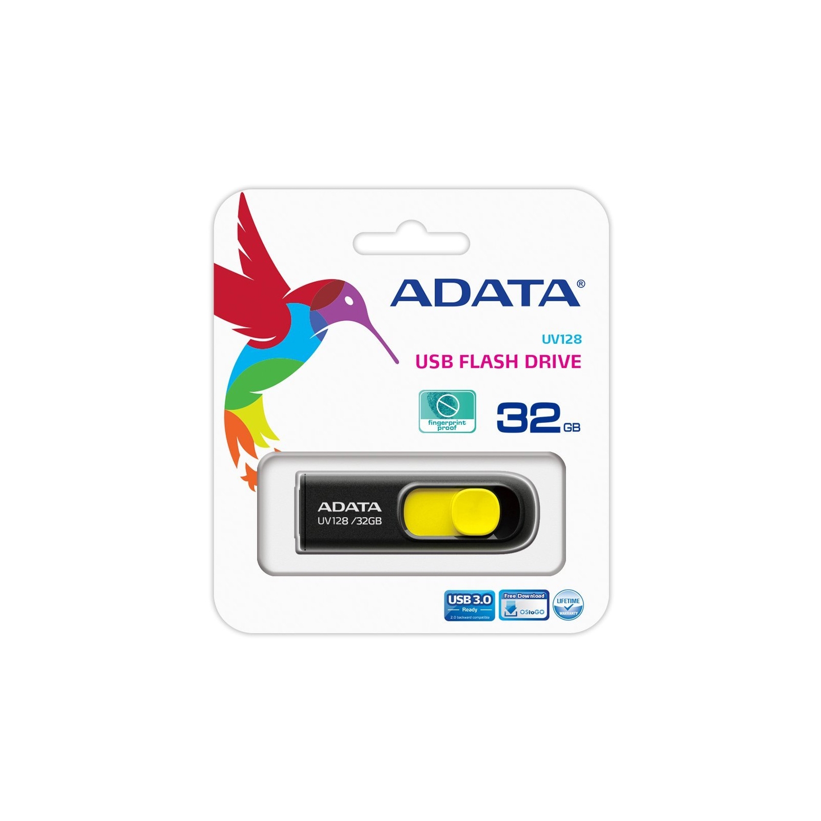 USB флеш накопичувач ADATA 32GB UV128 Black-Yellow USB 3.0 (AUV128-32G-RBY) зображення 5