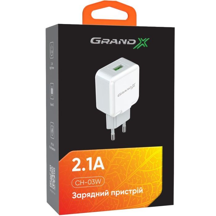 Зарядное устройство Grand-X 5V 2.1A White (CH-03W) изображение 5