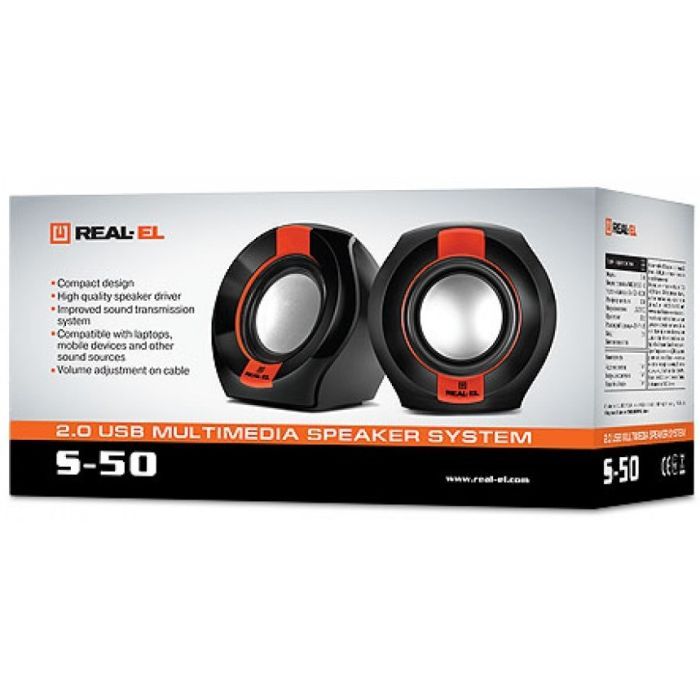 Акустична система REAL-EL S-50 black-red зображення 2