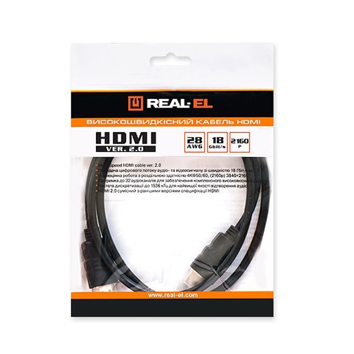 Кабель мультимедійний HDMI M to HDMI M 4.0m black REAL-EL (EL123500019) зображення 3