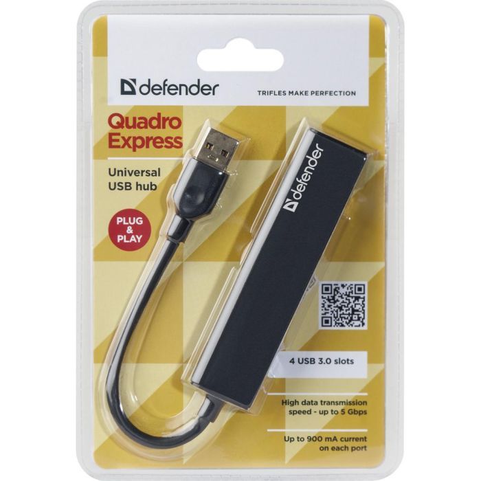 Концентратор Defender Quadro Express USB3.0, 4 port (83204) изображение 3