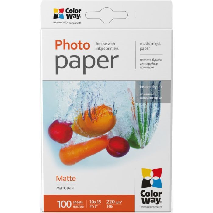 Фотобумага ColorWay 10x15, 220г, matte, 100л (PM2201004R) > цены в Киеве и Украине Фотобумага ColorWay 10x15, 220г, matte, 100л (PM2201004R)