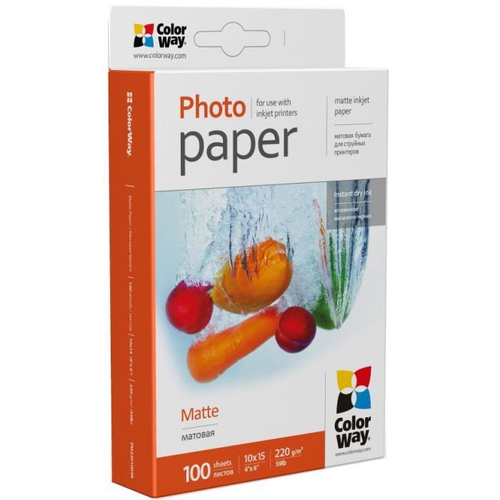 Фотобумага ColorWay 10x15, 220г, matte, 100л (PM2201004R) изображение 2 Фотобумага ColorWay 10x15, 220г, matte, 100л (PM2201004R) изображение 2