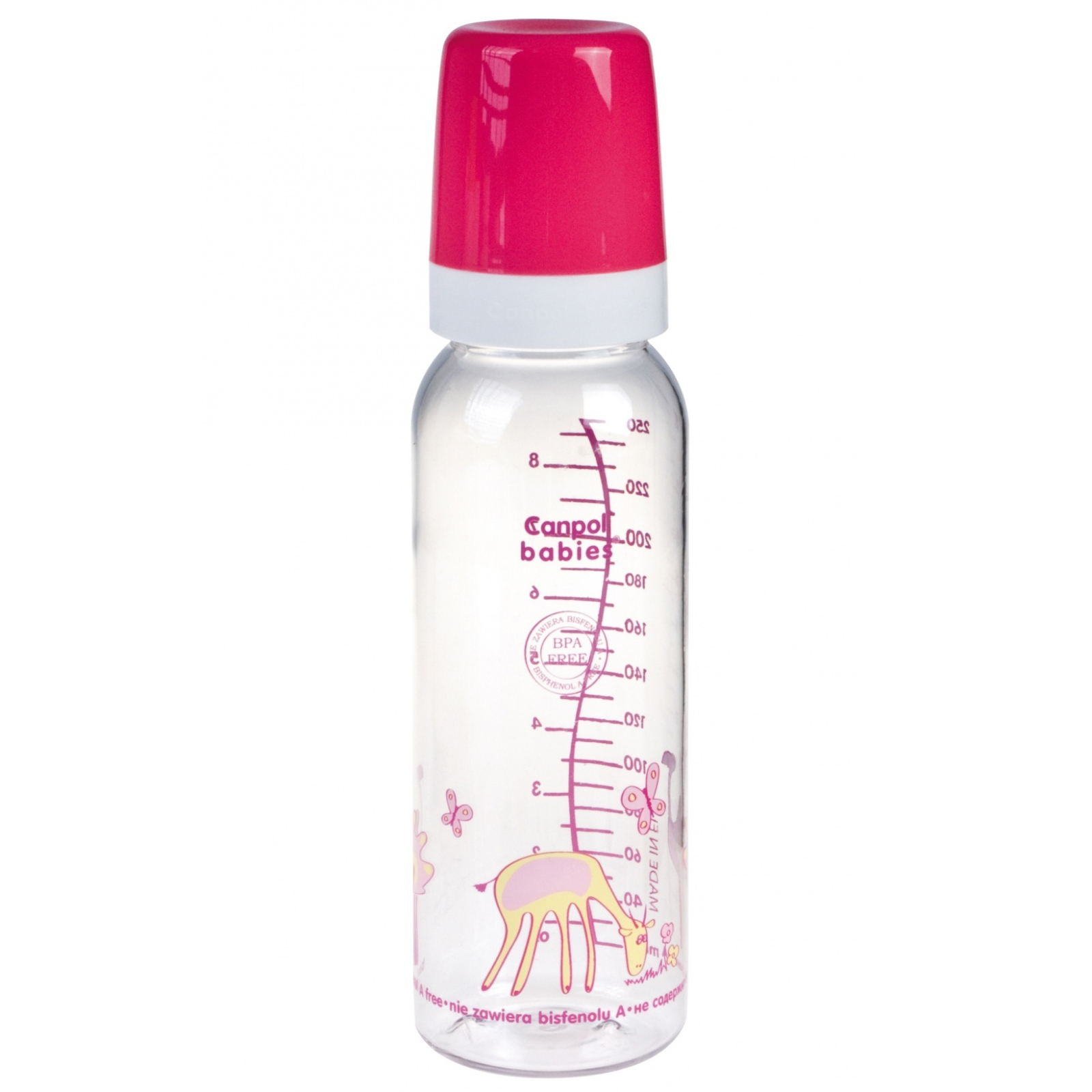 Бутылочка для кормления Canpol babies Африка, 250 мл, розовая (11/840-1)