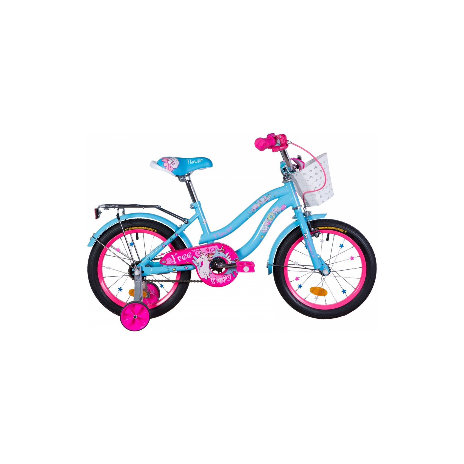 Дитячий велосипед Formula 16" FLOWER рама-10" St 2020 голубой с багажником (OPS-FRK-16-113)
