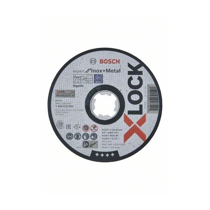 Круг отрезной Bosch X-LOCK Expert for Inox and Metal, 125x1.0x22.2мм (2.608.619.264)