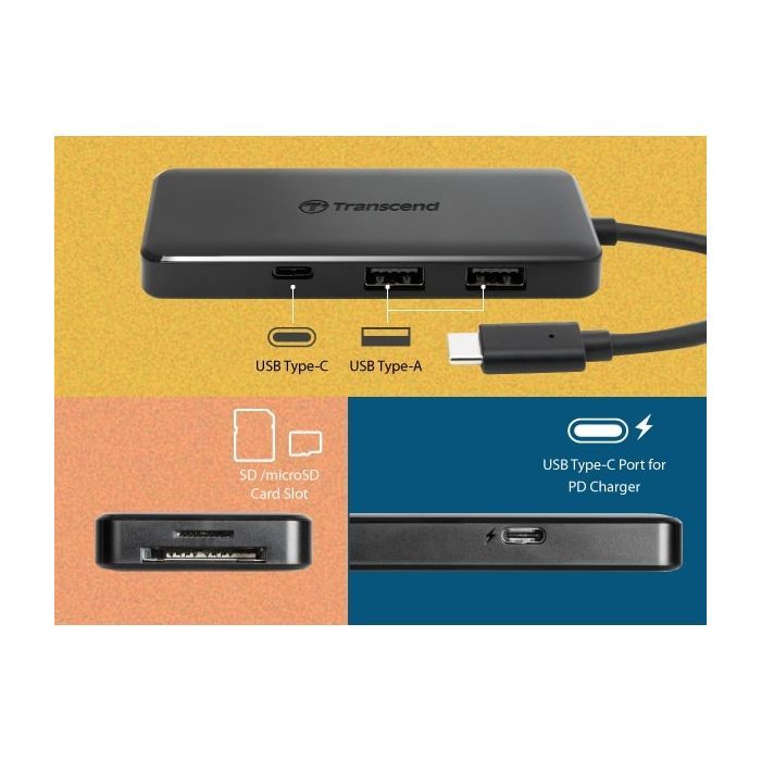 Концентратор Transcend Type-C HUB 6 ports microSD/SD Black (TS-HUB5C) зображення 8